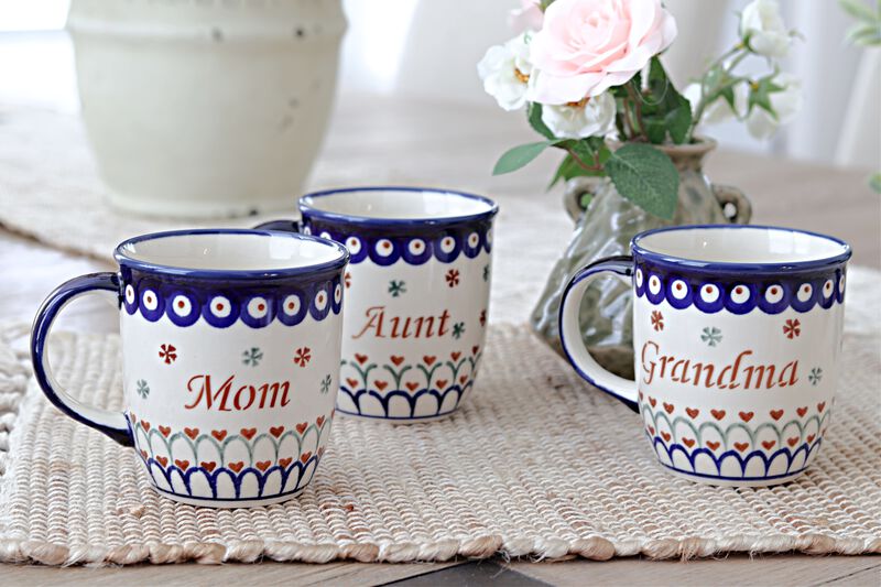 Blue Rose Polish Pottery Grandma Mug