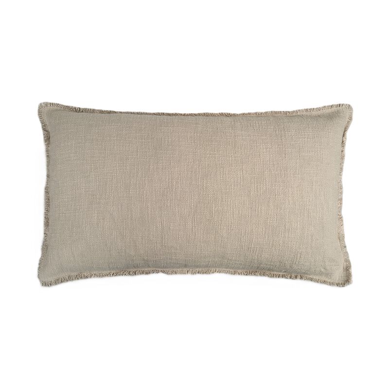 Organic Chic washed textured cotton solid pillow with frayed edges