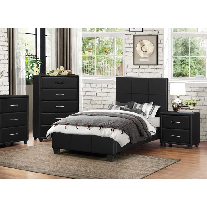 Modern Black Faux Leather Chest of Drawers