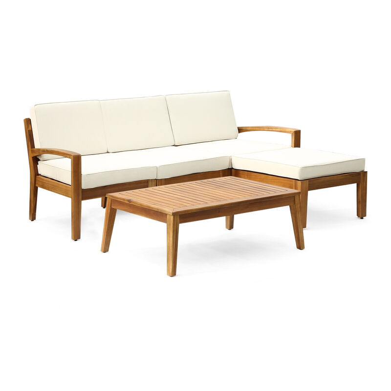 Merax Acacia Wood Sectional Sofa Seating Set for Outdoor