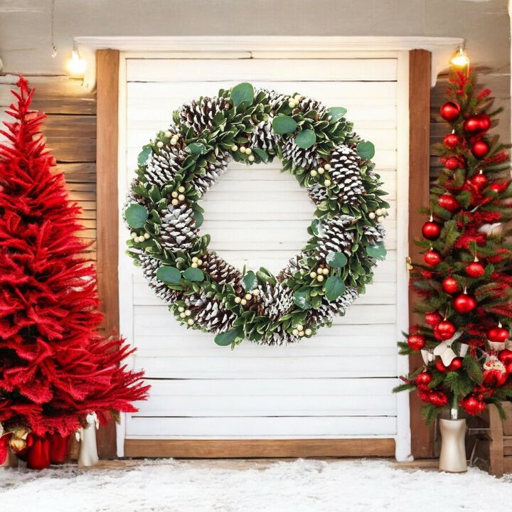 Cone and Berry Wreath for Rustic Holiday and Winter Home Décor