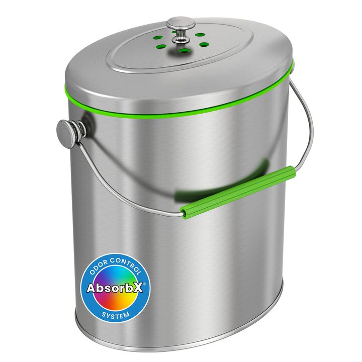 iTouchless 1.6 Gallon / 6.1 Liter Titanium Stainless Steel Compost Bin