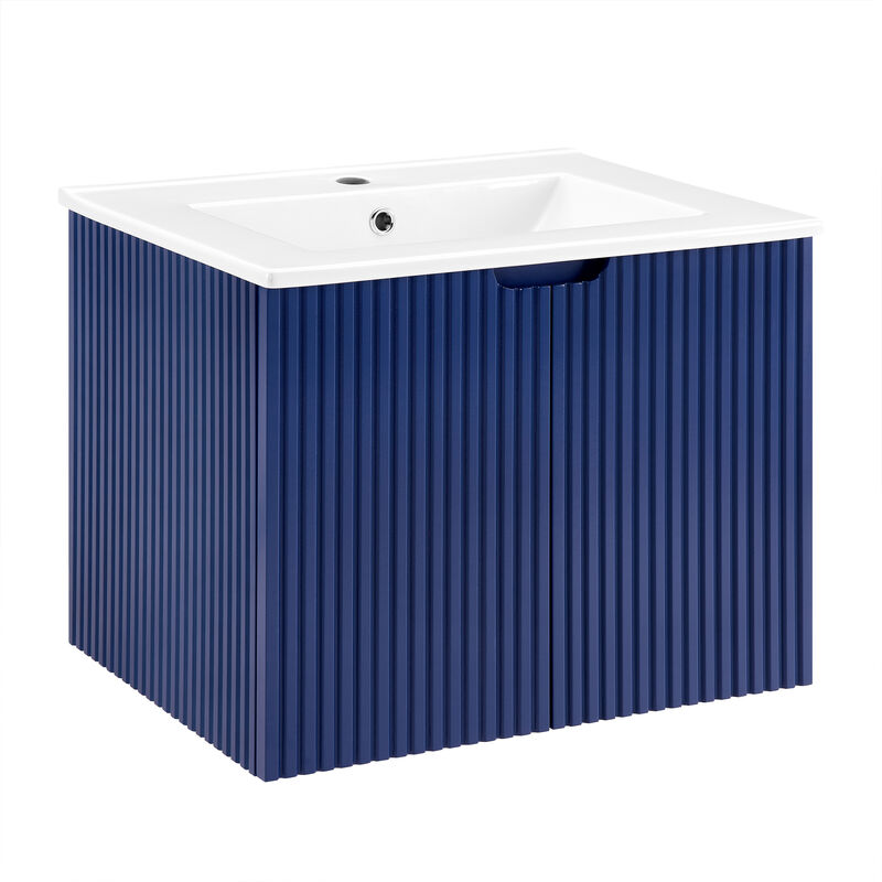 17.72 in. W x 23.62 in. D x 18.7 in. H Single Sink Bath Vanity with Recessed Handles with White Ceramic Top