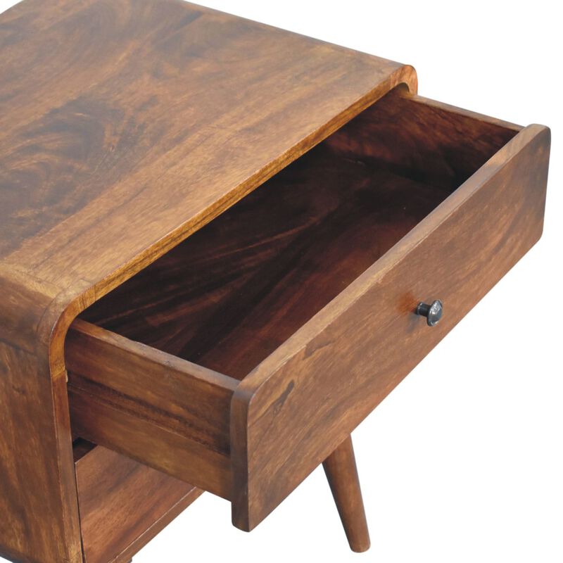 Artisan Furniture Solid Wood Large Curved Chestnut Bedside
