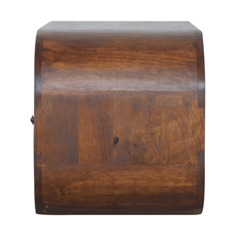 Solid Wood Chestnut Curved Edge Media Unit with 2 Drawers