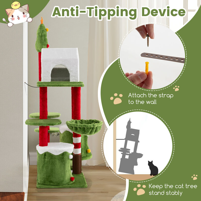 Tall Cat Tree Tower Multi-level Pet Climbing and Jumping Tower Furniture with Condos