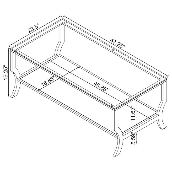 Coaster Co. of America Saide Rectangular Glass Top Coffee Table Chrome