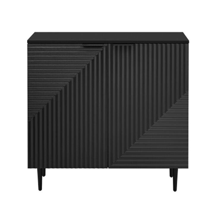 Modern Mirod Side Cabinet Featuring Adjustable Shelves & Geometric Door Design: Stylish Storage Solution for Any Home Décor