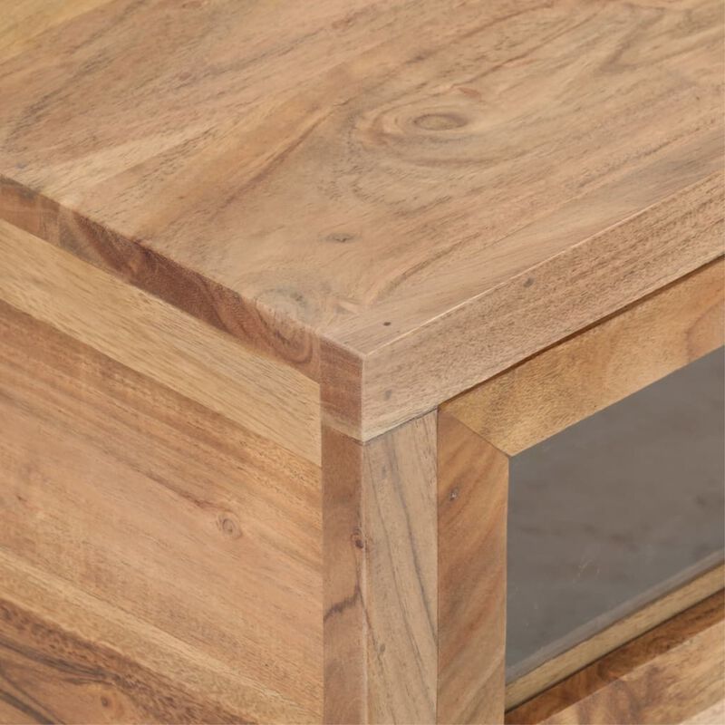 vidaXL Coffee Table with Drawers - Solid Acacia Wood, Industrial Design, Easy Assembly, Storage Solution, Home Decor, 35.4"x23.6"x15.7"