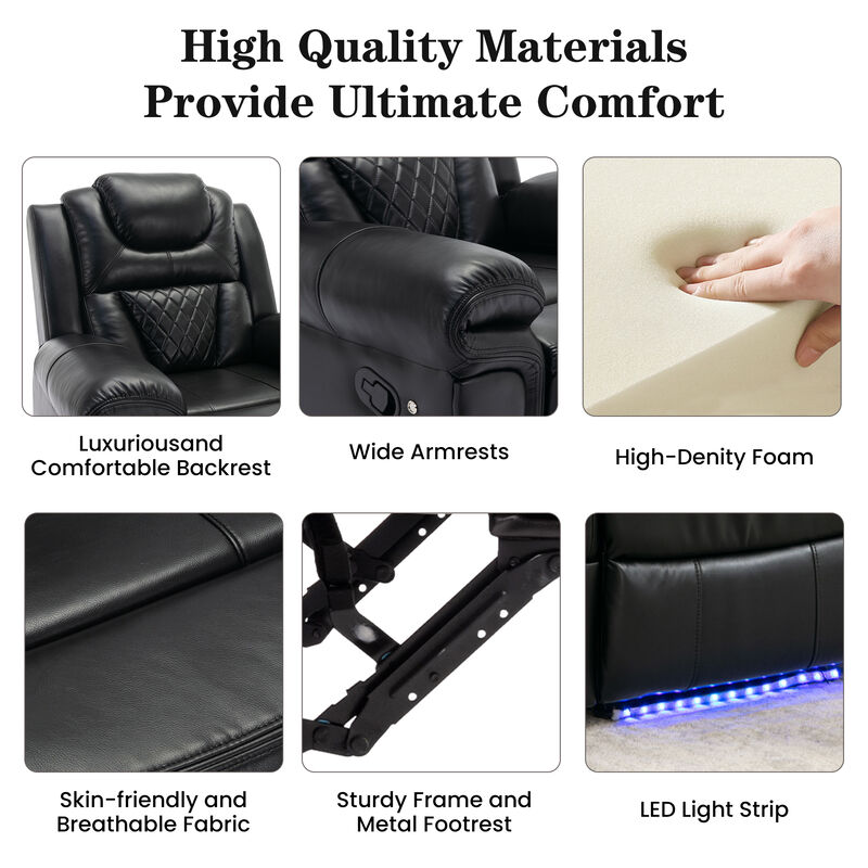 Merax Manual Recliner Chair with LED Light Strip