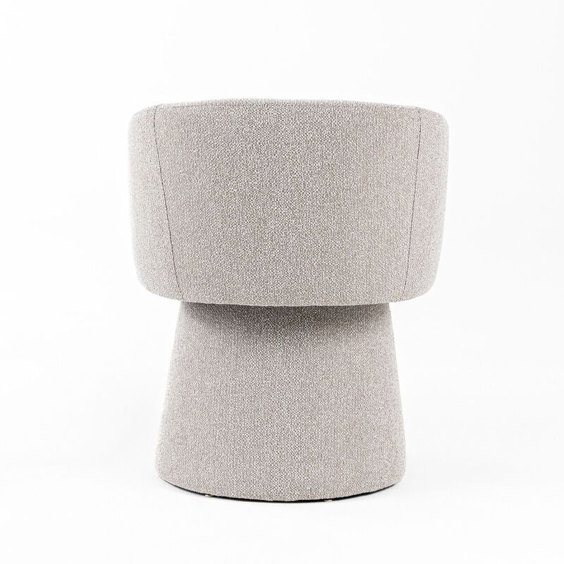 24 Inch Accent Dining Chair, Cushioned Seat and Windsor Back, Gray Linen - Benzara