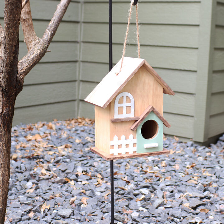 Sunnydaze Wooden Country Cottage Hanging Birdhouse - 9.25 in - Rustic
