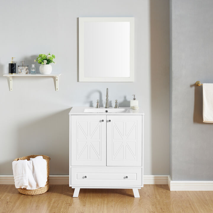 Gewnee Bathroom vanity, bulewhite, White