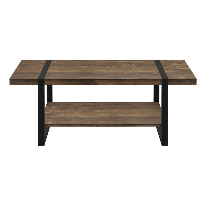 Monarch Specialties I 2850 Coffee Table, Accent, Cocktail, Rectangular, Living Room, 48"L, Metal, Laminate, Brown, Black, Contemporary, Modern