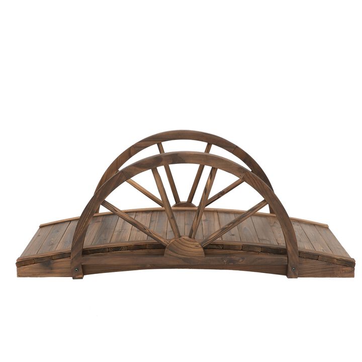 FarmHome Fir Wood Half Wheeled Stained Garden Bridge
