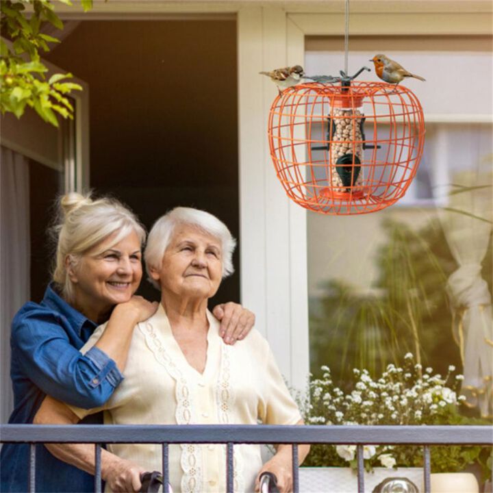 Squirrel-Proof Bird Feeder with Cage & 4 Feeding Ports for Wild Birds