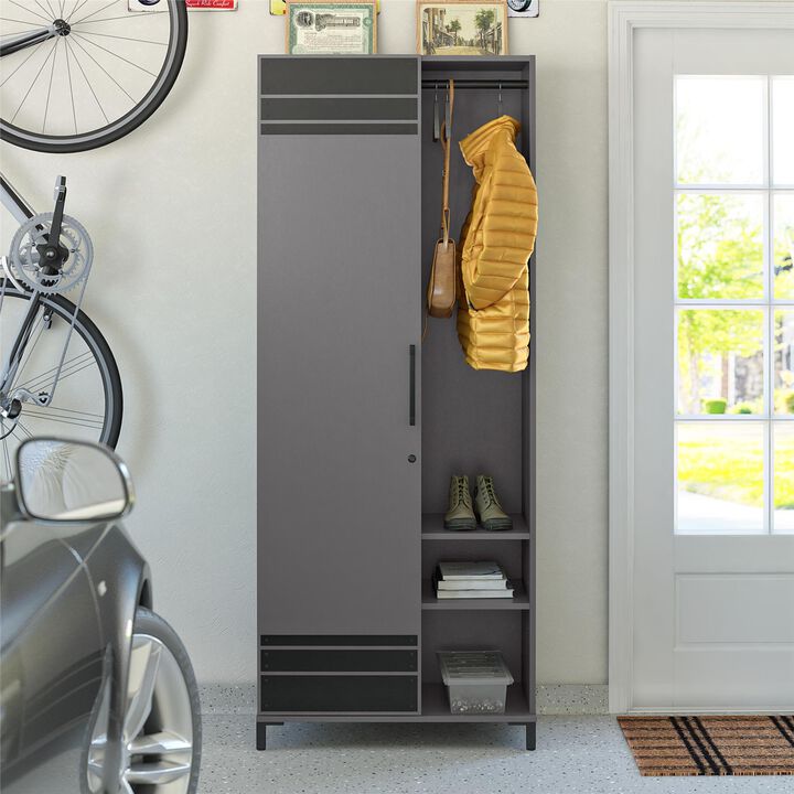 Shelby Tall Garage Storage Cabinet with 1 Door and Hang Rod, Graphite Gray