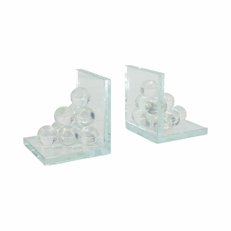 Clear Orb Glass Bookends