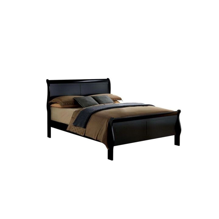 Queen Size Bed Louis Philippe Solid Wood 1 Piece Bed Bedroom Sleigh Bed