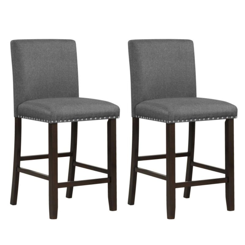 Hivvago Set of 2 PVC Leather Bar Stools with Back for Kitchen Island