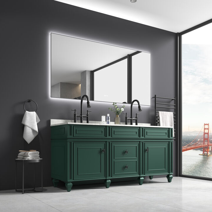 60X 36 Inch LED Mirror Bathroom Vanity Mirror With Backlight, Wall Mount Anti-Fog Memory Large