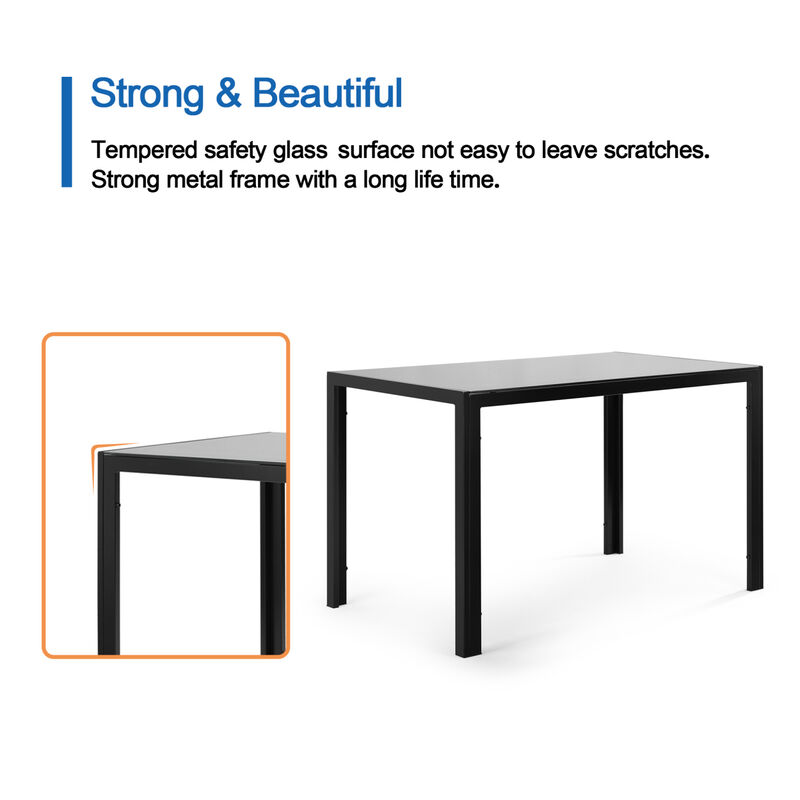 5-Piece Dining Set: Glass Table, 4 Leather Chairs