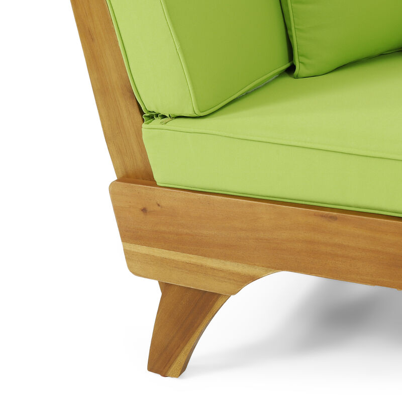 Merax Acacia Wood Patio Convertible Couch Sofa Bed