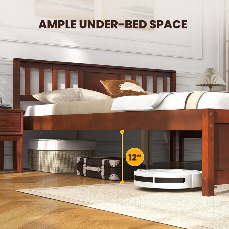 Wooden Platform Bed with Headboard and Slat Support, Sturdy Frame for a Comfortable and Stylish Bedroom