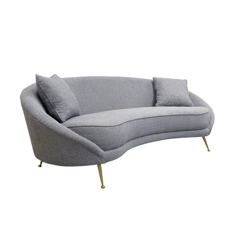 Pasargad Home Luna Collection Curved Sofa, 2 Pillows Included, Mocha