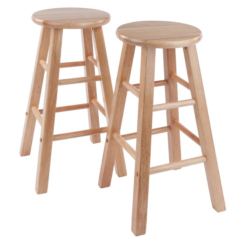 Ergode Wood Element Counter Stool Set - Natural Finish, Solid Wood, Timeless Design, 220lbs Weight Capacity, 8 Crossbars, Footrests, 13.39"W x 13.39"D x 23.86"H