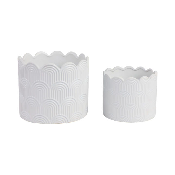 White Stone Arch Planters Set