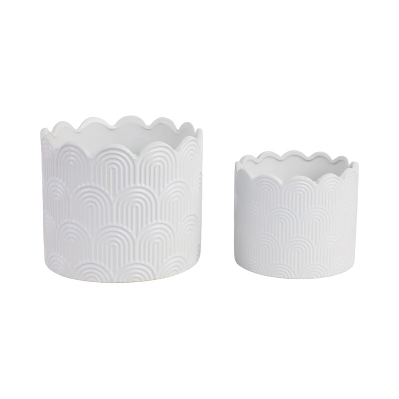 White Stone Arch Planters Set