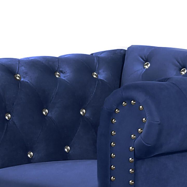 New Classic Furniture Furniture Emma Velvet Fabric Chair with Rolled Arms in Royal Blue