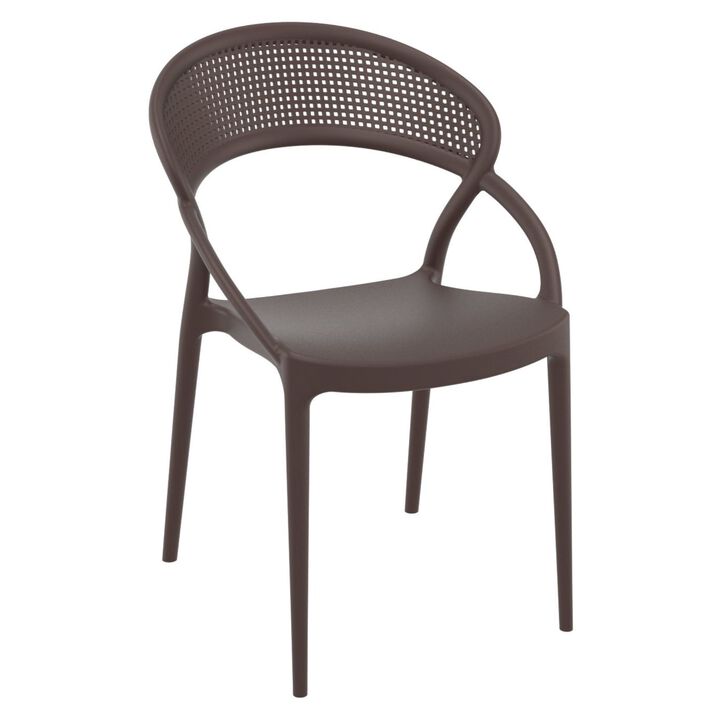 32.25" White Mesh Outdoor Patio Round Dining Chair
