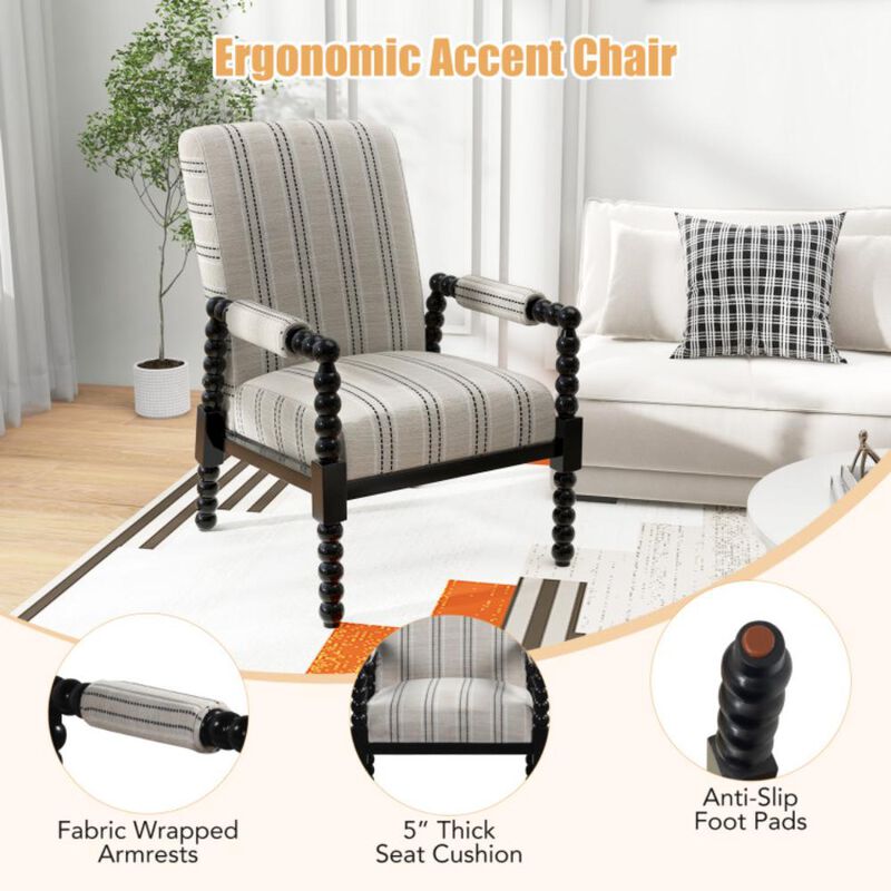 Hivvago Upholstered Accent Chair with Rubber Wood Frame for Living Room-Beige