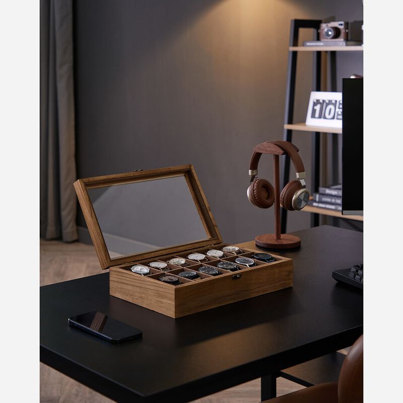 12-Slot Wooden Watch Box for Elegant Timepiece Storage