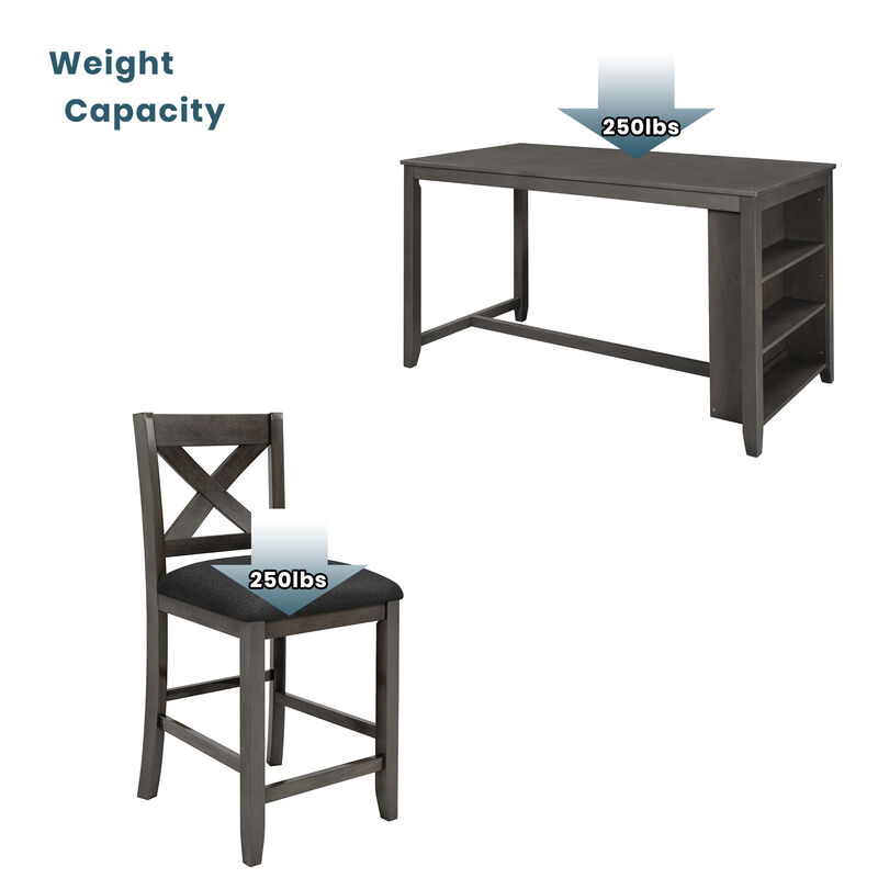 Merax 5 Pieces Counter Height Rustic Dining Table Set