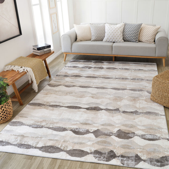 Cadence Abstract Modern Brown Beige Indoor Area Rug