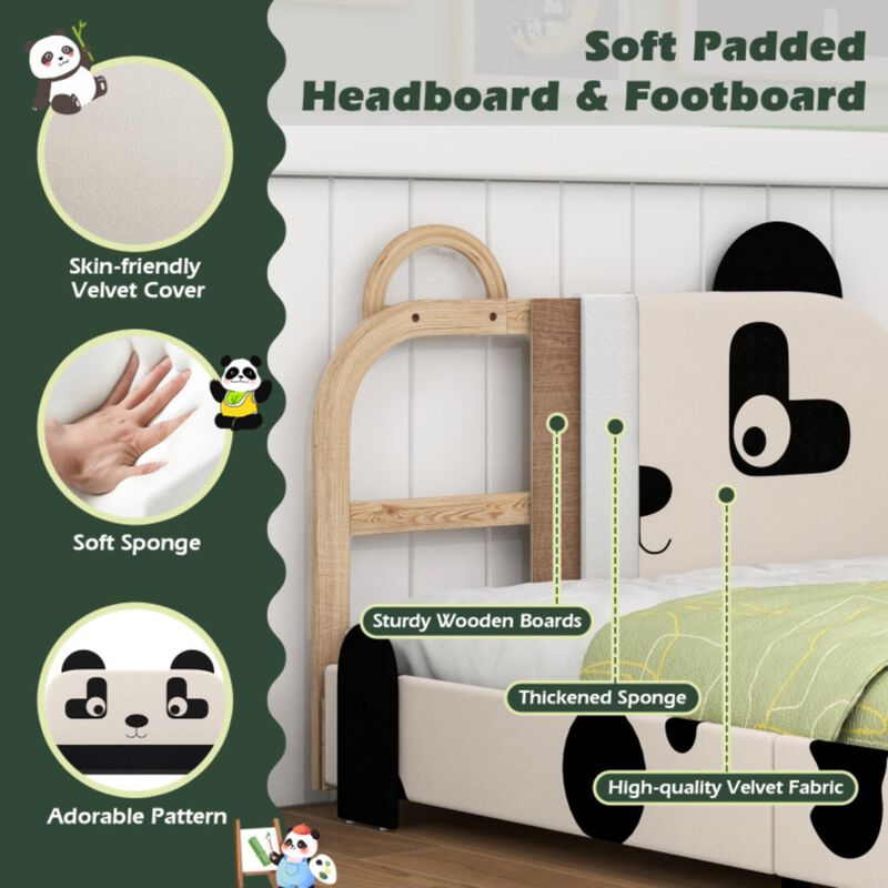 Hivvago Twin Size Kids Bed with Cute Panda Headboard