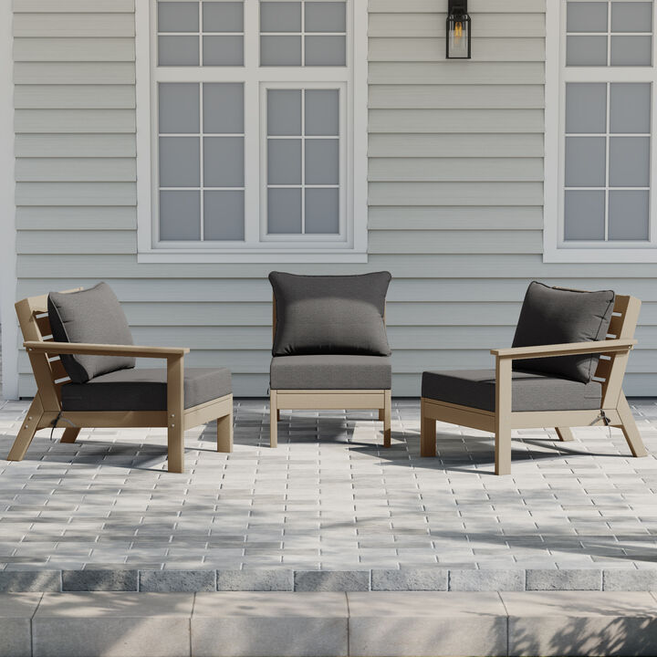 WestinTrends Outdoor Patio HDPE Sectional Sofa with Patio Cushions