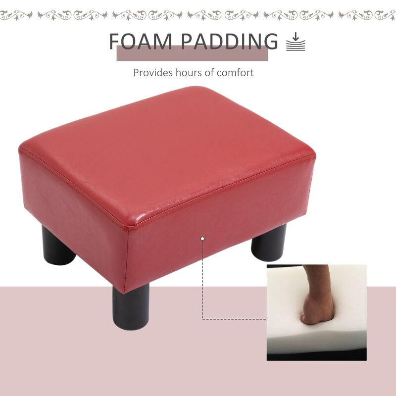 Crimson Comfort: Modern Red Faux Leather Rectangular Footrest