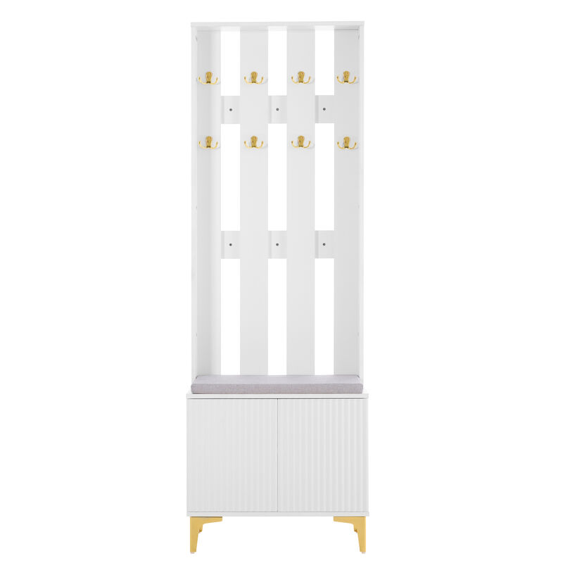Merax Modern Luxury Hall Tree with 8 Gold Hooks