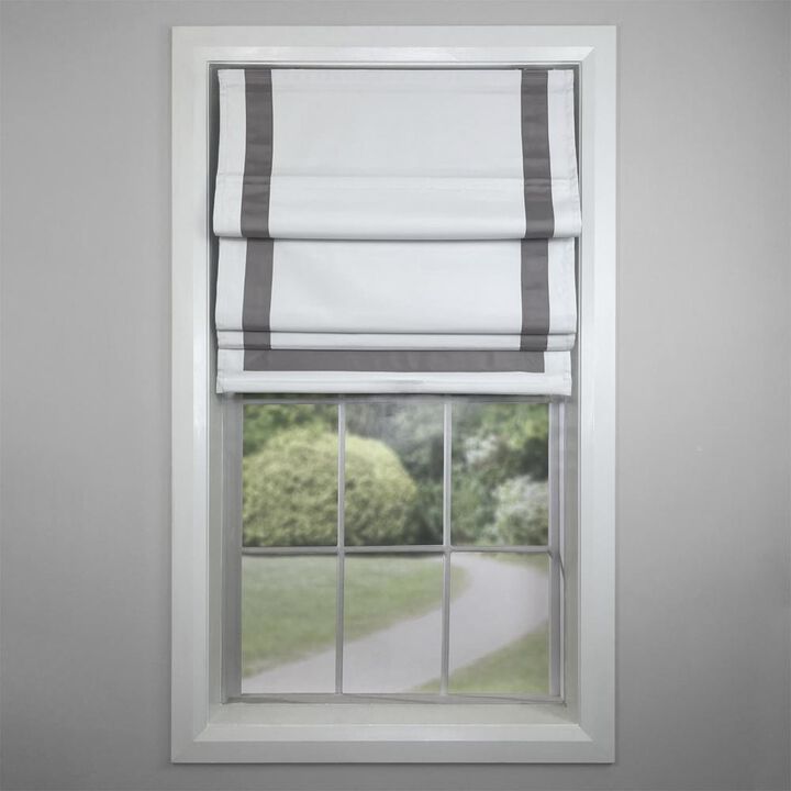 Versailles Valentina Cordless Roman Blackout Shades For Windows Insides/Outside Mount 27" x 63" Grey