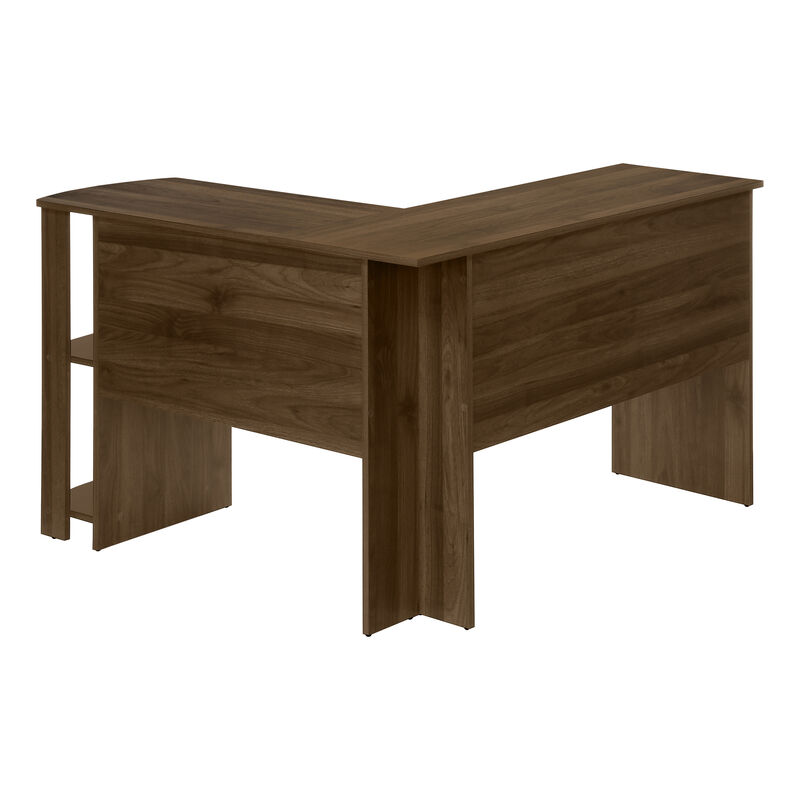 Monarch Specialties I 7721 Computer Desk, Home Office, Corner, Storage Shelves, 48"L, L Shape, Work, Laptop, Laminate, Brown, Contemporary, Modern