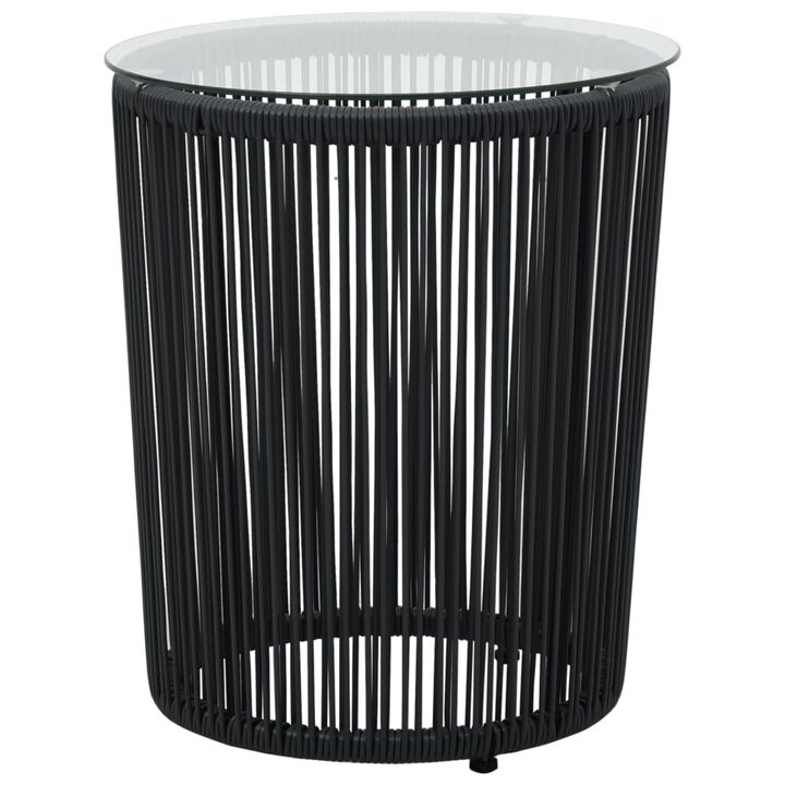 vidaXL 3 Piece Bistro Set with Cushions PVC Rattan Black