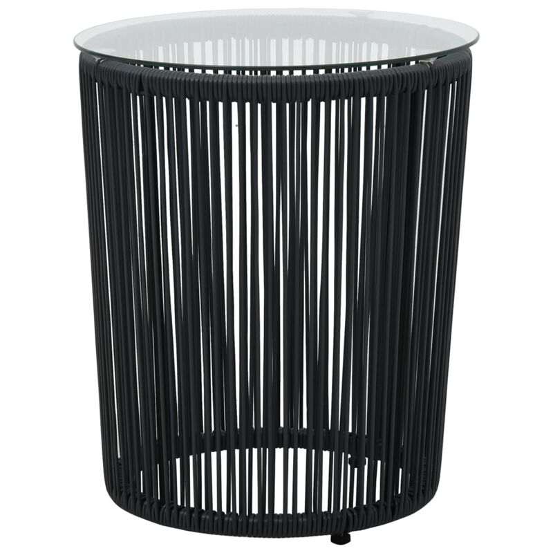 vidaXL 3 Piece Bistro Set with Cushions PVC Rattan Black