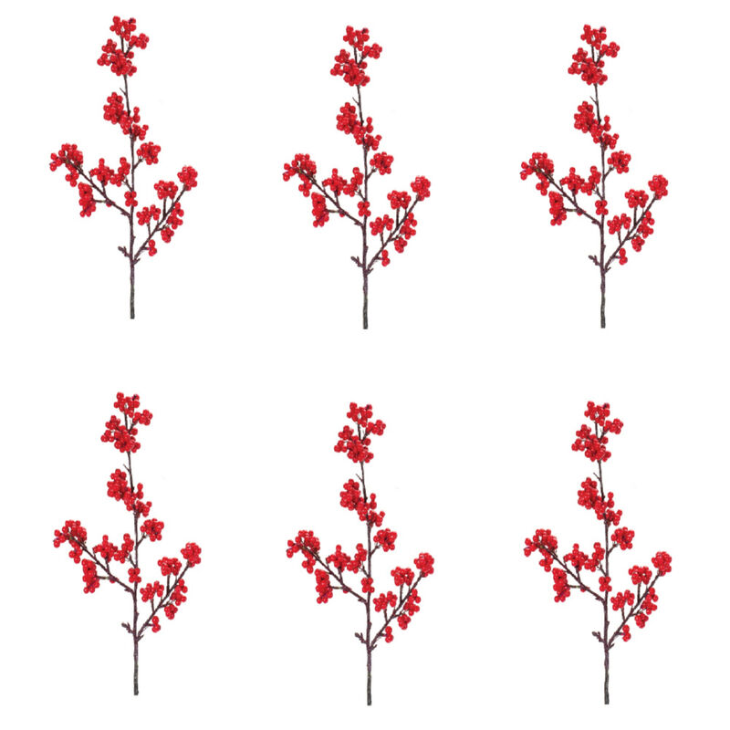 23-Inch Red Berry Twig Spray Set of 6 for Christmas and Seasonal Decor