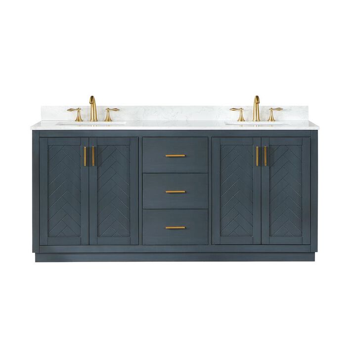 Altair 72 Double Bathroom Vanity Set in Classic Blue without Mirror