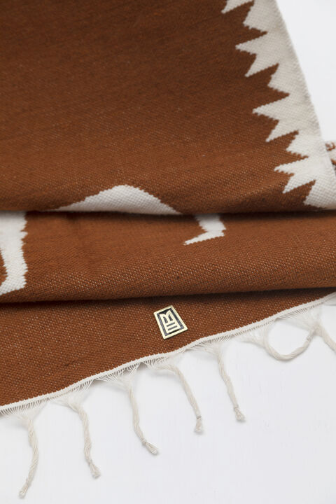 LLAMA Sheep Wool Handwoven Tapestry, Aged Bronze Wall Mount, Terracota