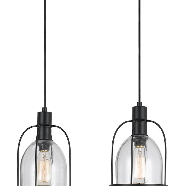 Metal Pendant Fixture with 4 Lantern Design Glass Shade